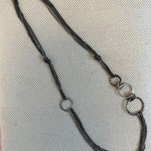 Multi-Chain Silver Gunmetal Necklace with Interlocking Rings